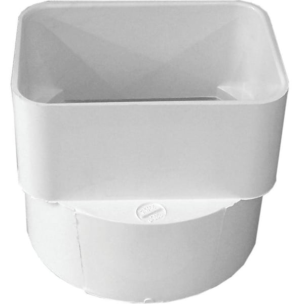 Genova CANPLAS Downspout Adapter, 3 x 4 in Connection, Hub, PVC, White